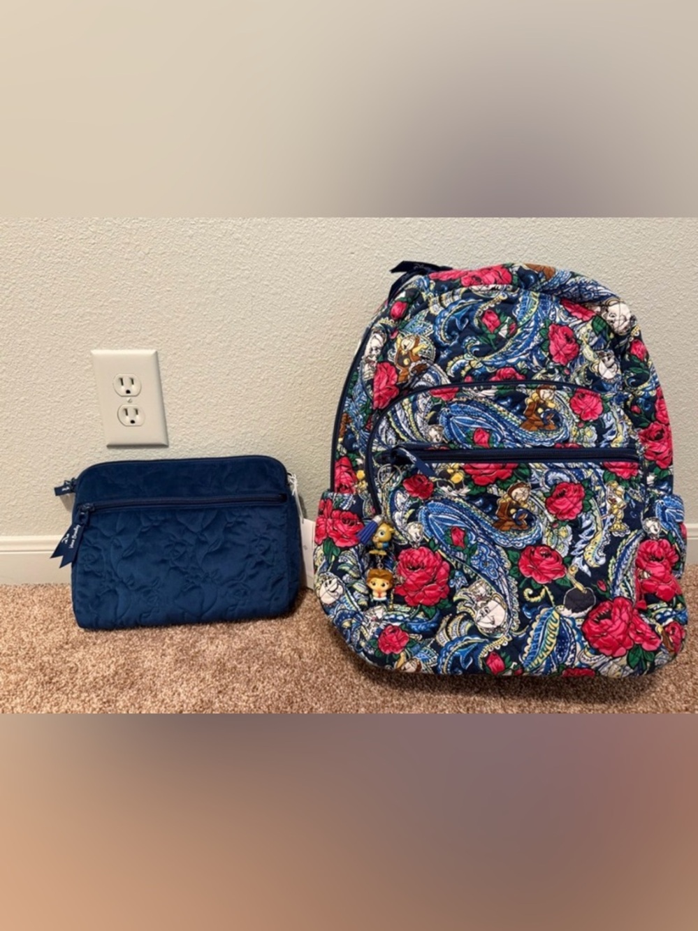 Vera Bradley RARE Disney Beauty and the Beast Navy Quilted Crossbody only